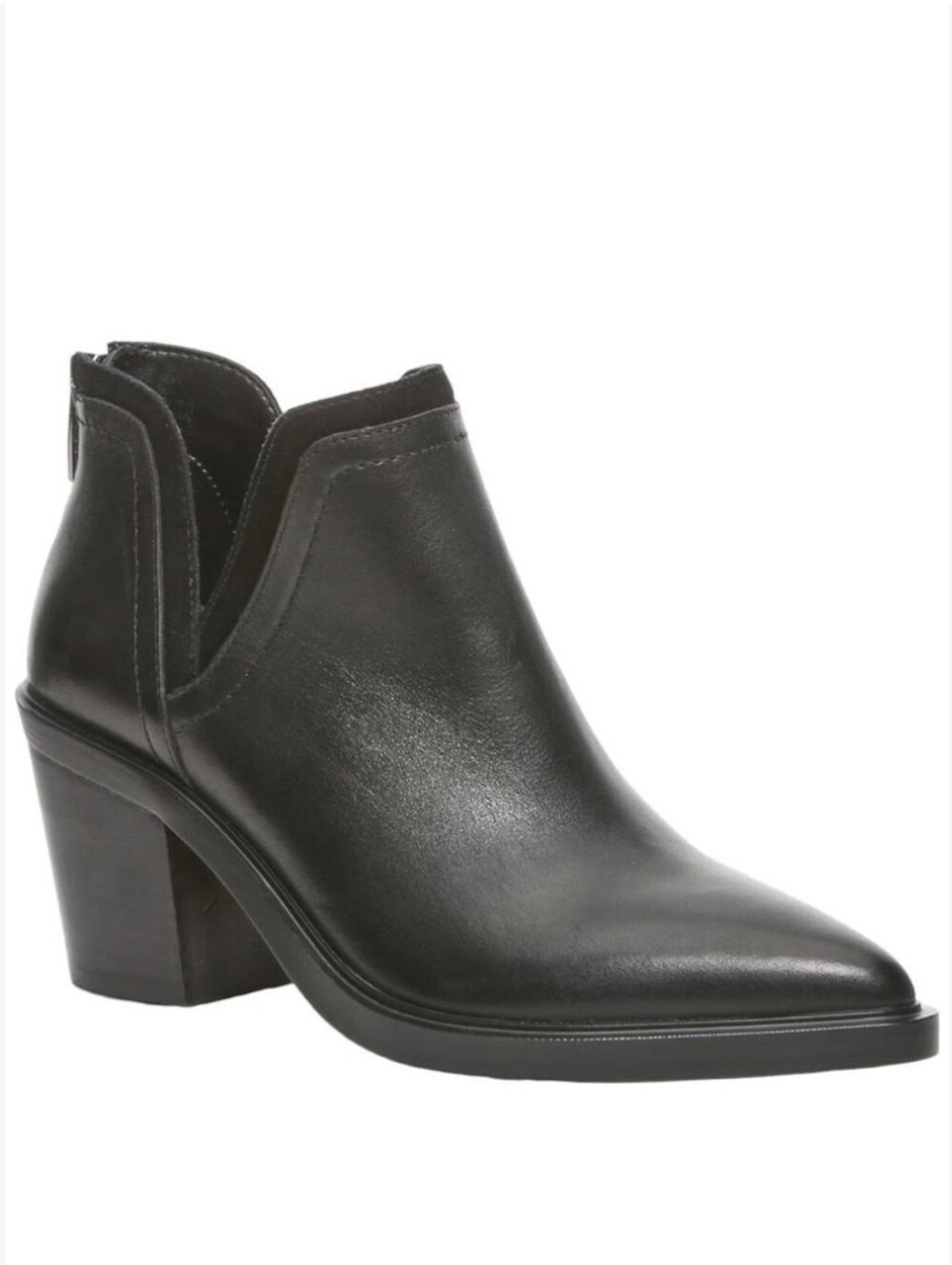 Vince Camuto Riggie | Black Pointed Toe Block Heel Ankle Booties